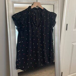 Tamara H Women's Black Heart Short Sleeve Blouse Top Size M